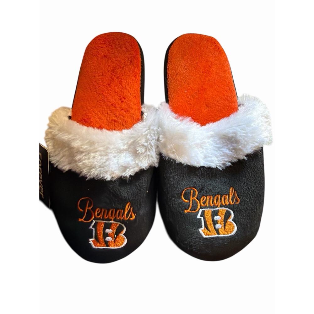 Women's Cincinnati Bengals Faux Fur‎ Slide Slippers Size XL 11-12 New NFL
